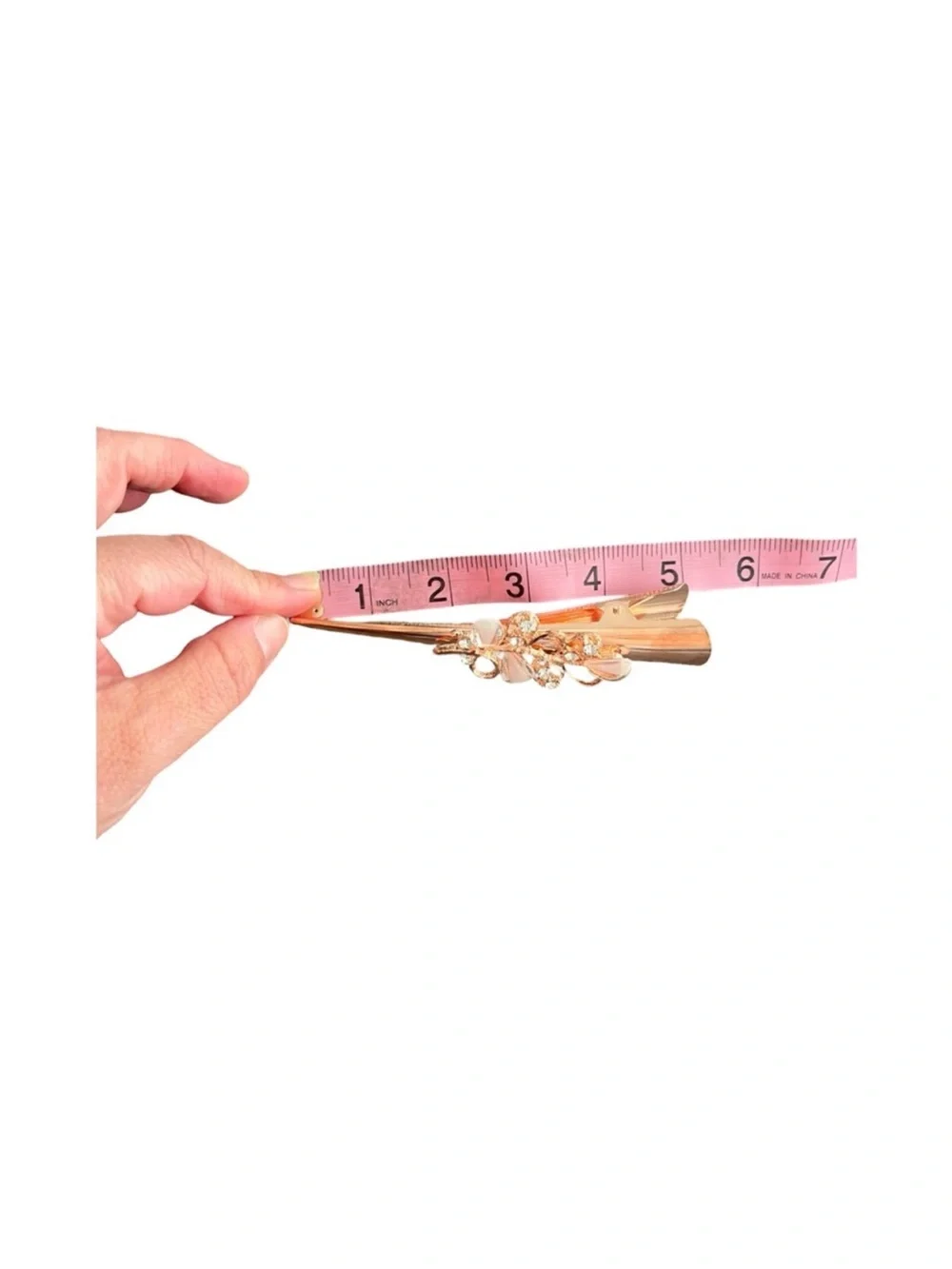 Gold Hair Stick Clip with Coral Pink Blue Gem Accents FINAL PRICE DROP